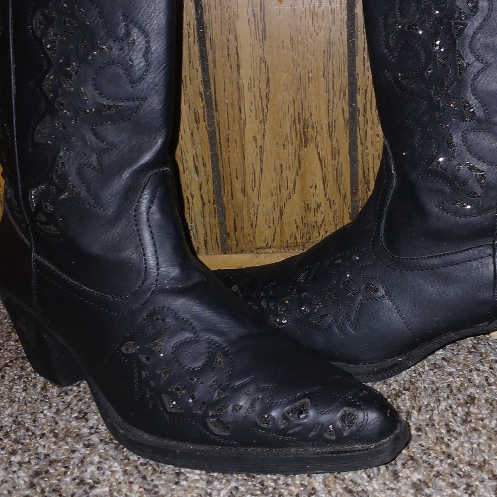 Black Roper Cowgirl Boots